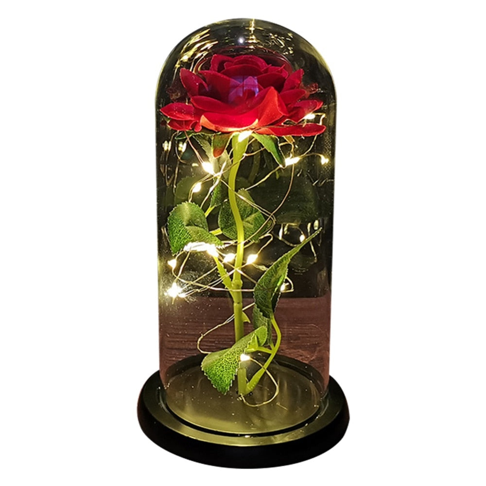 LED Enchanted Galaxy Rose Beauty And The Beast Rose In LED Glass Dome for Girlfriend Romantic Valentine's Day Gift