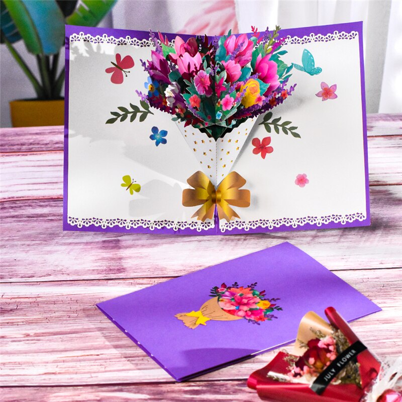 3D Pop-Up Cards Flowers Birthday Card Anniversary Gifts Postcard Maple Cherry Tree Wedding Invitations Greeting Cards