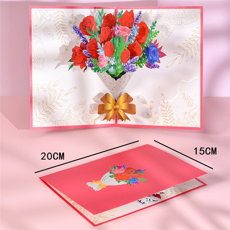 3D Pop-Up Cards Flowers Birthday Card Anniversary Gifts Postcard Maple Cherry Tree Wedding Invitations Greeting Cards