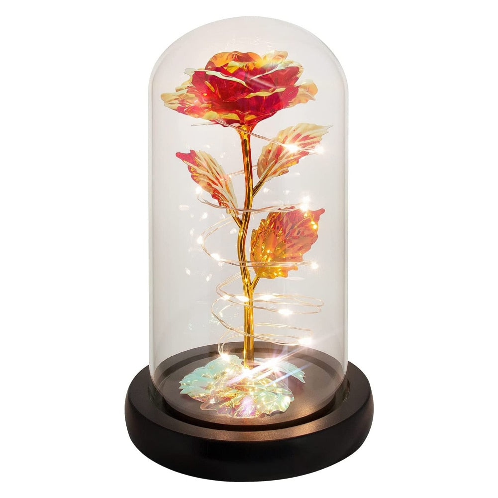 LED Enchanted Galaxy Rose Beauty And The Beast Rose In LED Glass Dome for Girlfriend Romantic Valentine's Day Gift