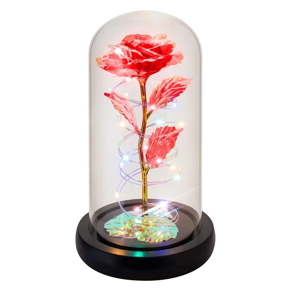 LED Enchanted Galaxy Rose Beauty And The Beast Rose In LED Glass Dome for Girlfriend Romantic Valentine's Day Gift