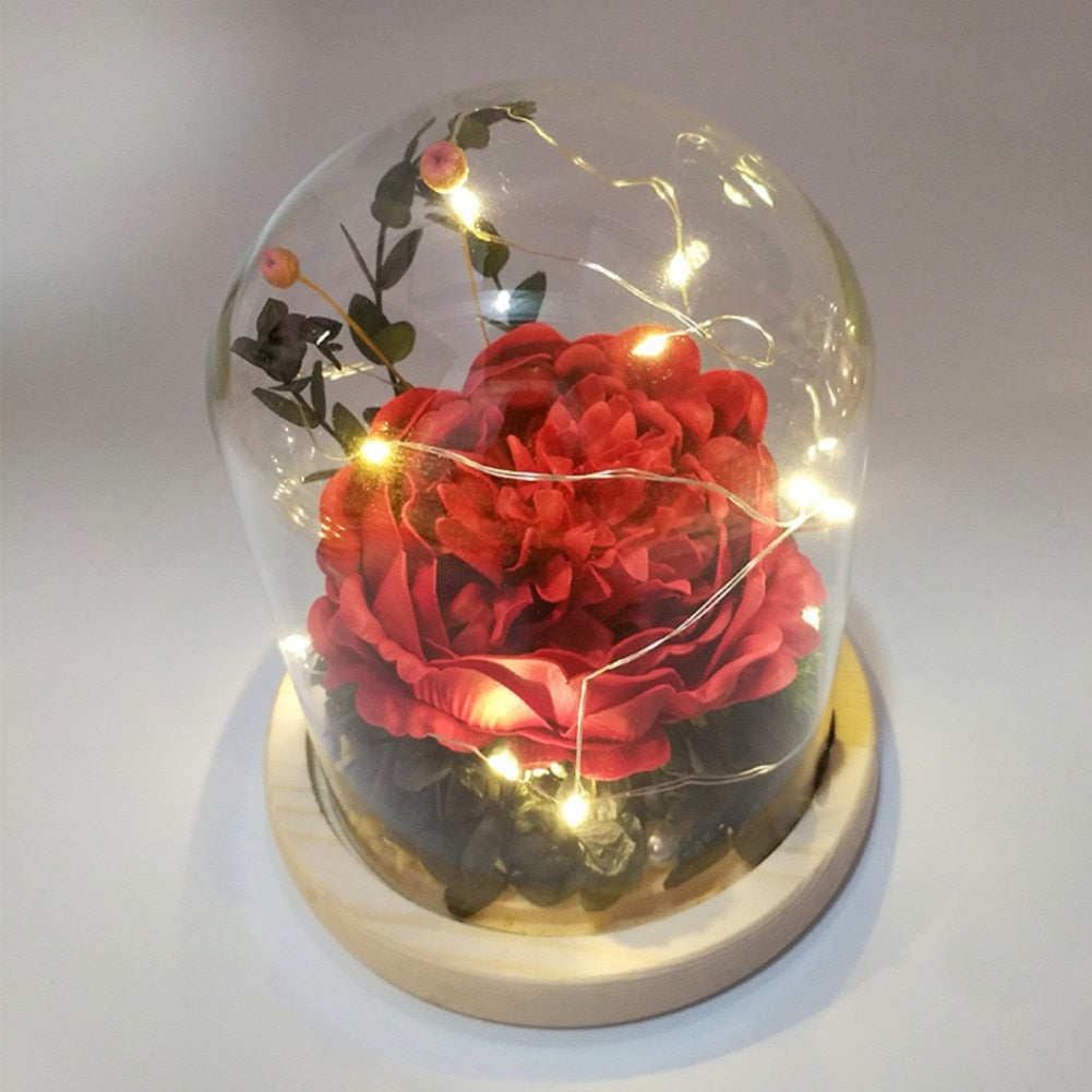 LED Enchanted Galaxy Rose Beauty And The Beast Rose In LED Glass Dome for Girlfriend Romantic Valentine's Day Gift