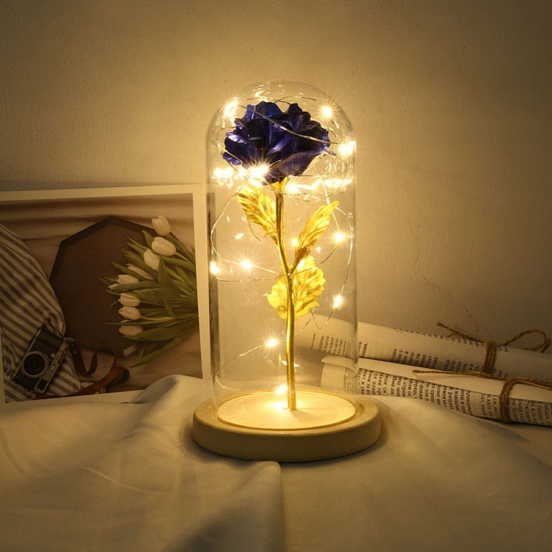 LED Enchanted Galaxy Rose Beauty And The Beast Rose In LED Glass Dome for Girlfriend Romantic Valentine's Day Gift