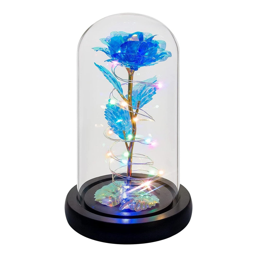 LED Enchanted Galaxy Rose Beauty And The Beast Rose In LED Glass Dome for Girlfriend Romantic Valentine's Day Gift