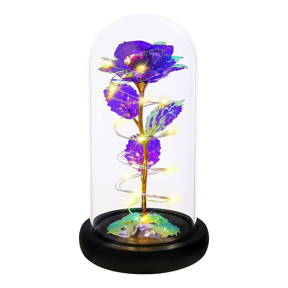 LED Enchanted Galaxy Rose Beauty And The Beast Rose In LED Glass Dome for Girlfriend Romantic Valentine's Day Gift