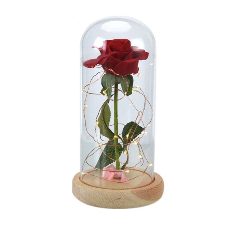 LED Enchanted Galaxy Rose Beauty And The Beast Rose In LED Glass Dome for Girlfriend Romantic Valentine's Day Gift