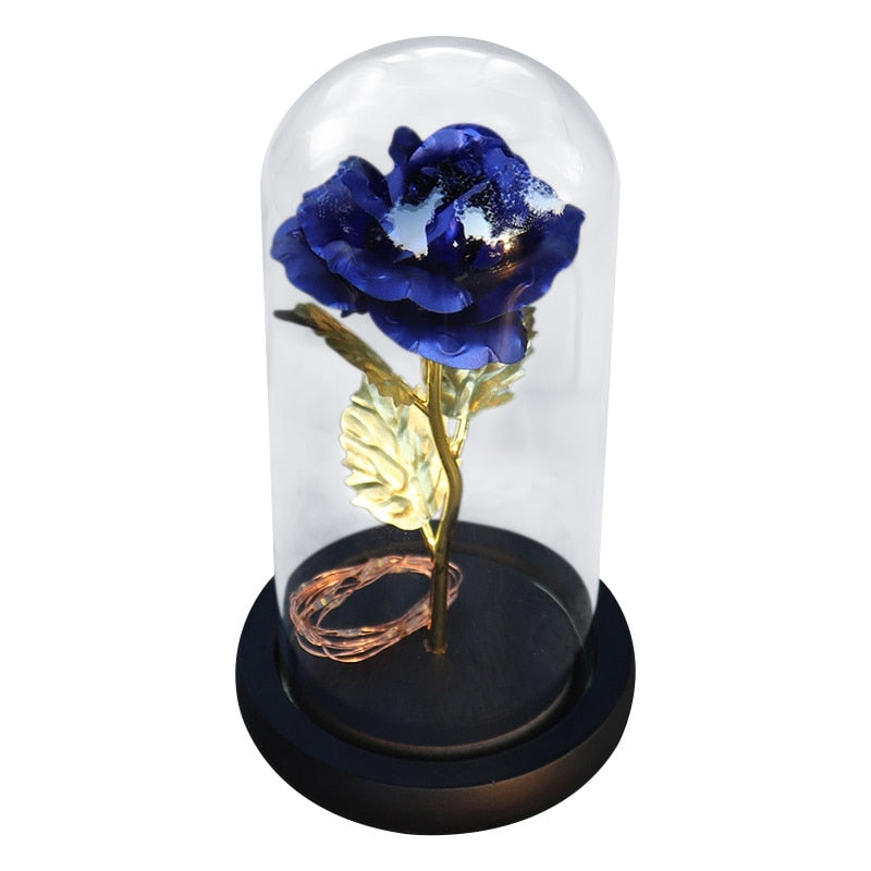 LED Enchanted Galaxy Rose Beauty And The Beast Rose In LED Glass Dome for Girlfriend Romantic Valentine's Day Gift