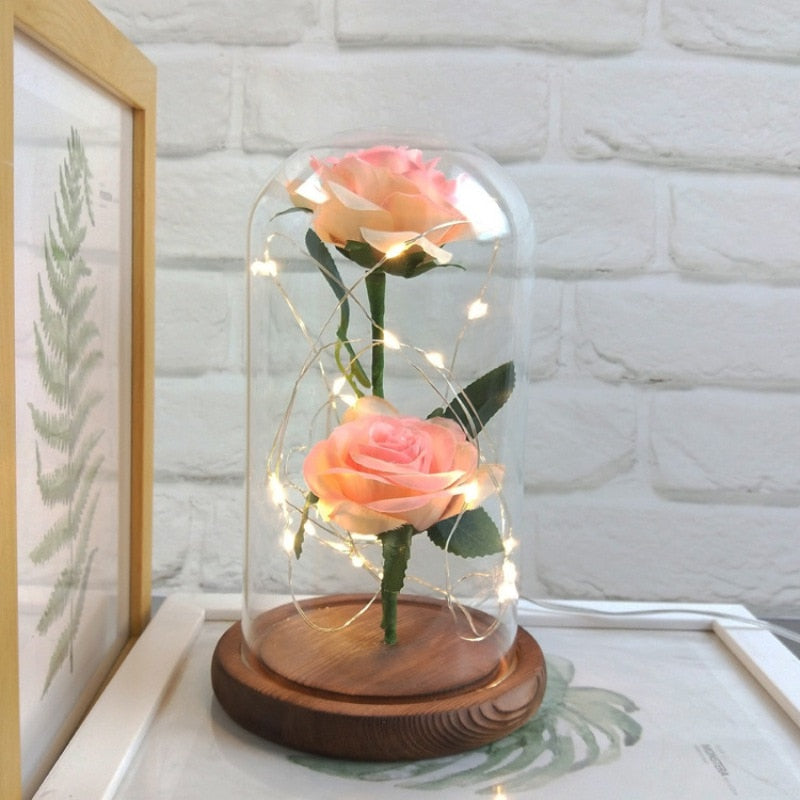 LED Enchanted Galaxy Rose Beauty And The Beast Rose In LED Glass Dome for Girlfriend Romantic Valentine's Day Gift